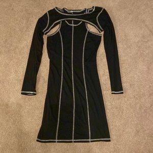 Ultra Flirt black two-piece dress with white stitching